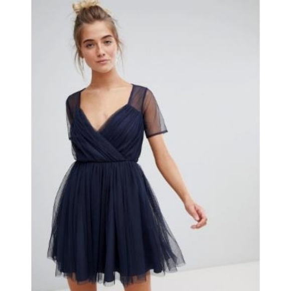 ASOS Dresses & Skirts - ASOS Tulle Mini Dress With Sheer Sleeve 